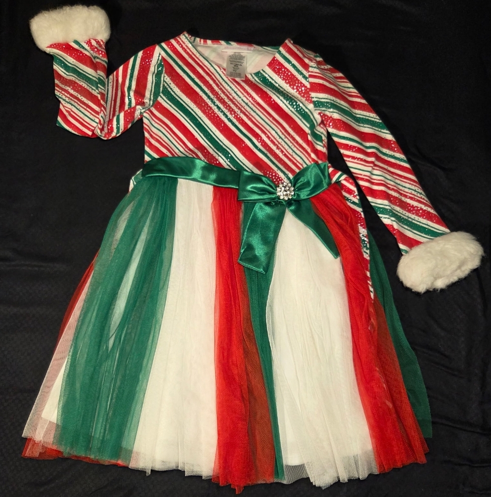 Red and Green Striped Holiday Dress